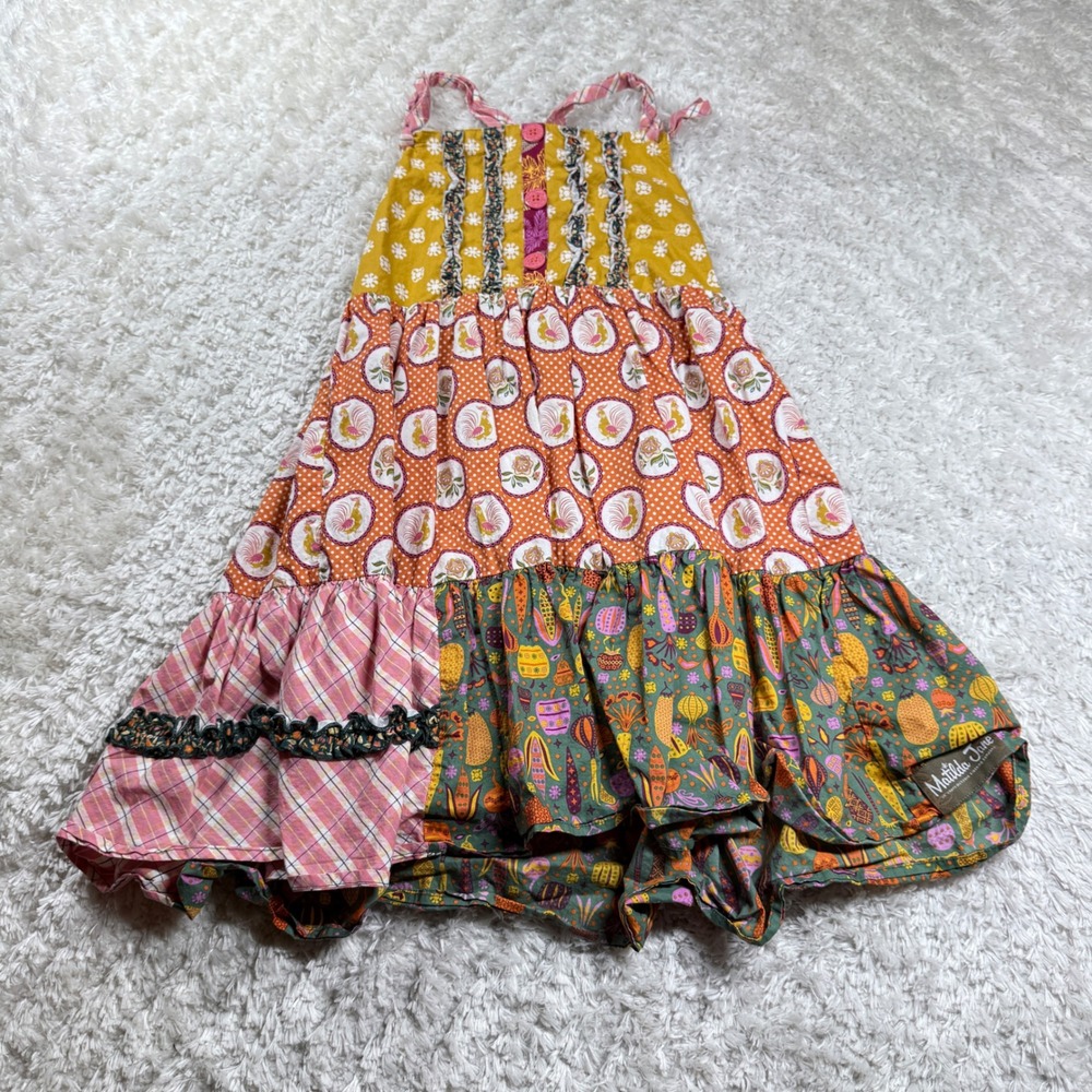 Matilda Jane Girls Size 10 Austin Rivers Tiered Sleeveless Dress Colorful Boho